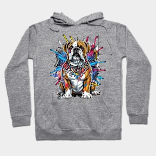 An eye-catching Electrician English Bulldog t-shirt design featuring a confident bulldog wearing Hoodie